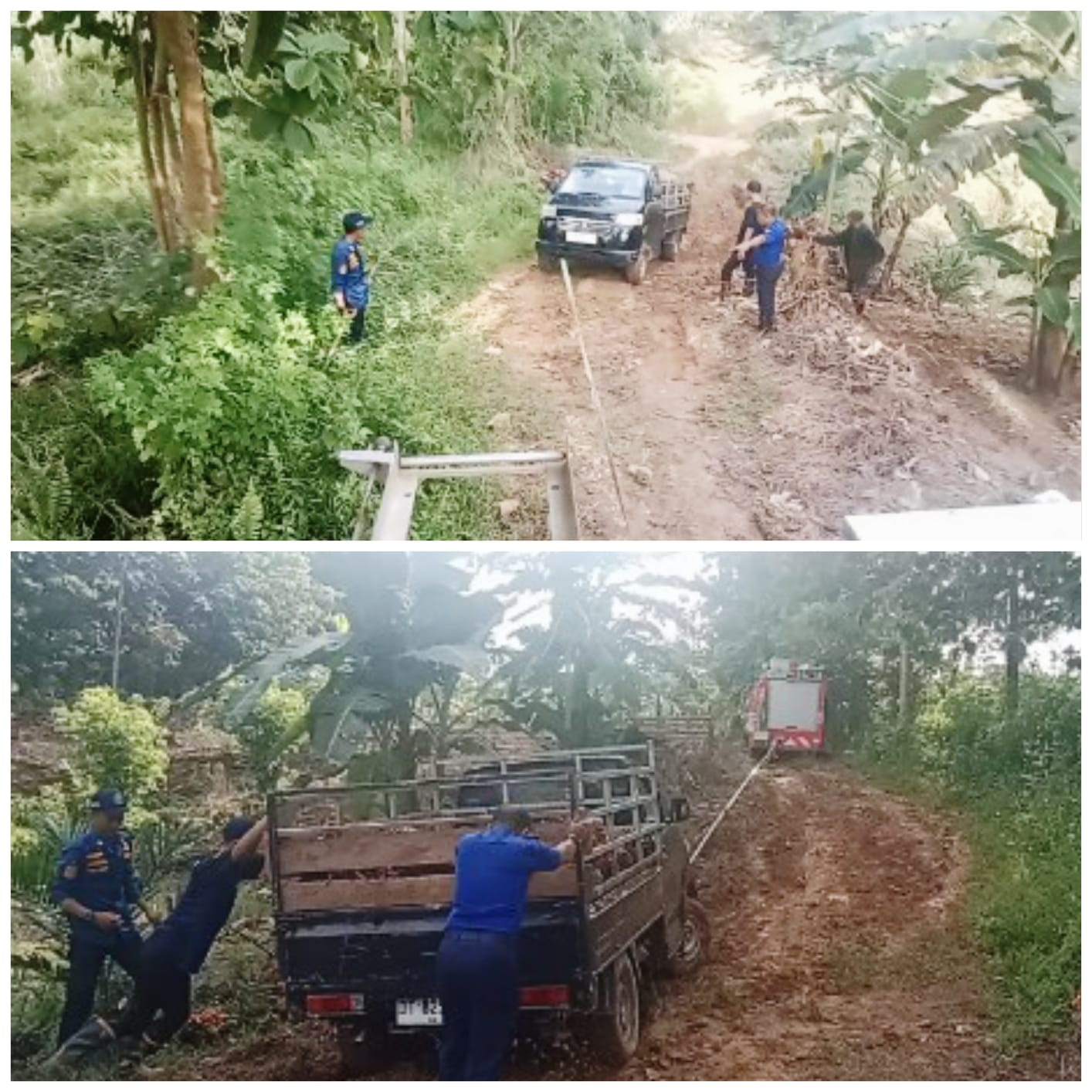 Tanggapi Laporan 112, Damkarmat Konsel Evakuasi Kendaraan Terperosok di Dua Lokasi Berbeda