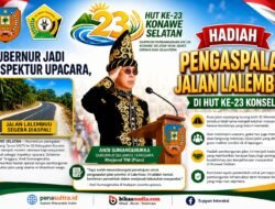 Gubernur Jadi Inspektur Upacara, Hadiahkan Pengaspalan Jalan Lalembuu untuk HUT ke-23 Konsel