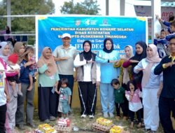 Dinkes Konsel Bersama PT IFISHDECO Tbk Gelar Senam Bersama dan Penyerahan Bantuan PMT di Tinanggea